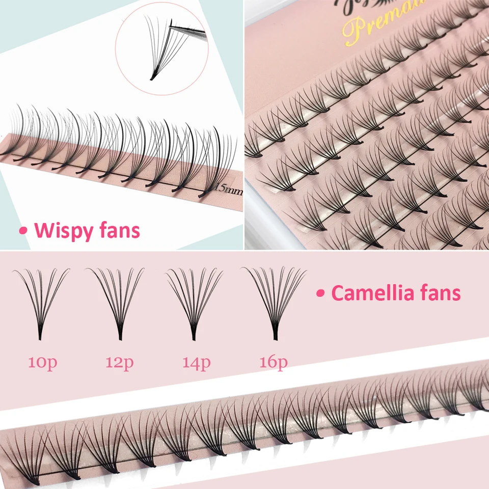 Pestañas Goddess Premade Volume Fans 4D 5D 6D 7D 8D 10D 12D 14D 16D 20D Individuales con Punta Puntiaguda 320 Fans Faux Mink 6