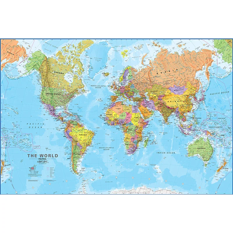 The World Map 59*42 cm Canvas Painting Wall Art Poster Decorative Picture Office Classroom Home Decor Office School Supplies