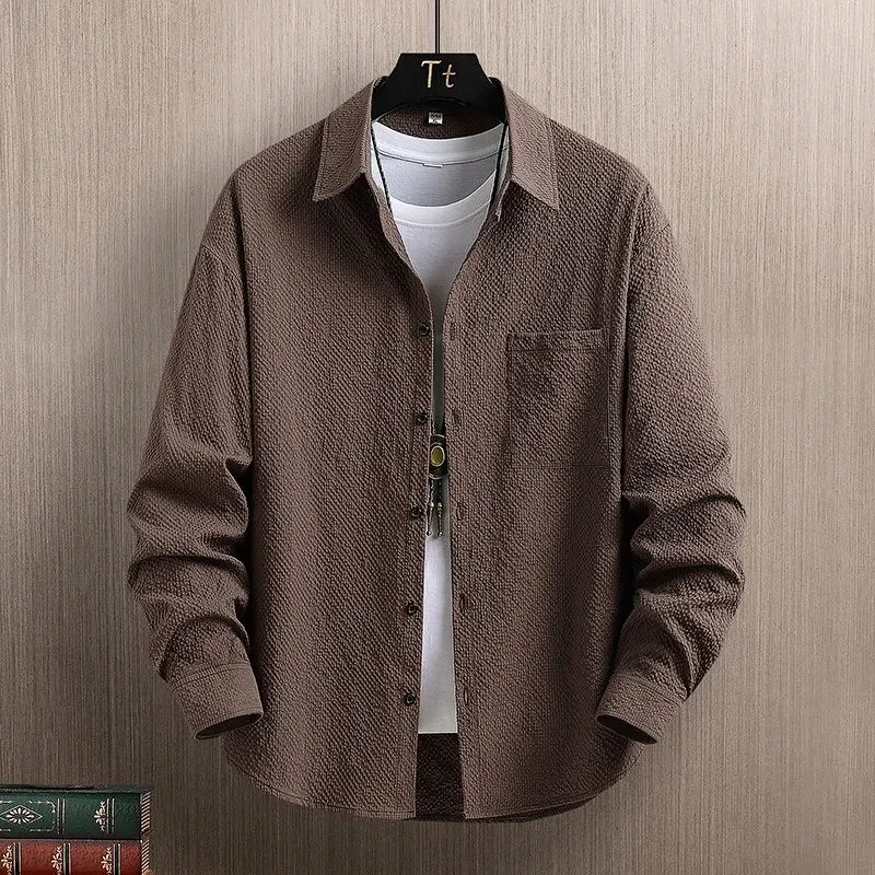 

Men Casual Shirts For Daily Wear Smart Casual Single Breasted Full Sleeve Solid Color Turn Down Collar Spring And Autumn