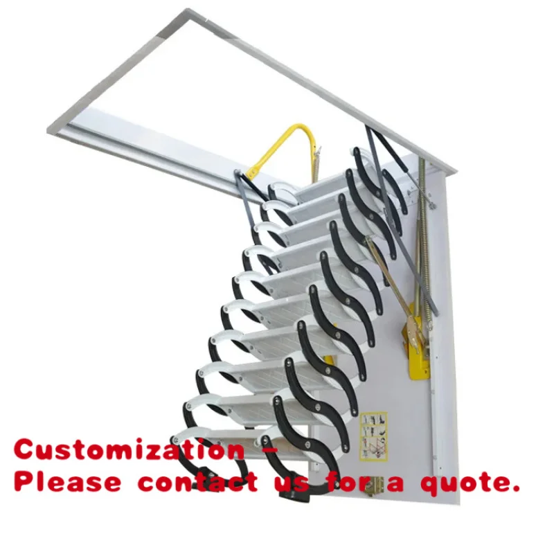 

Customize.Semi-Automatic Steel Indoor Stretch Ladder Home Attic Stairs Villas Duplexes Folding Lift Telescopic Sta