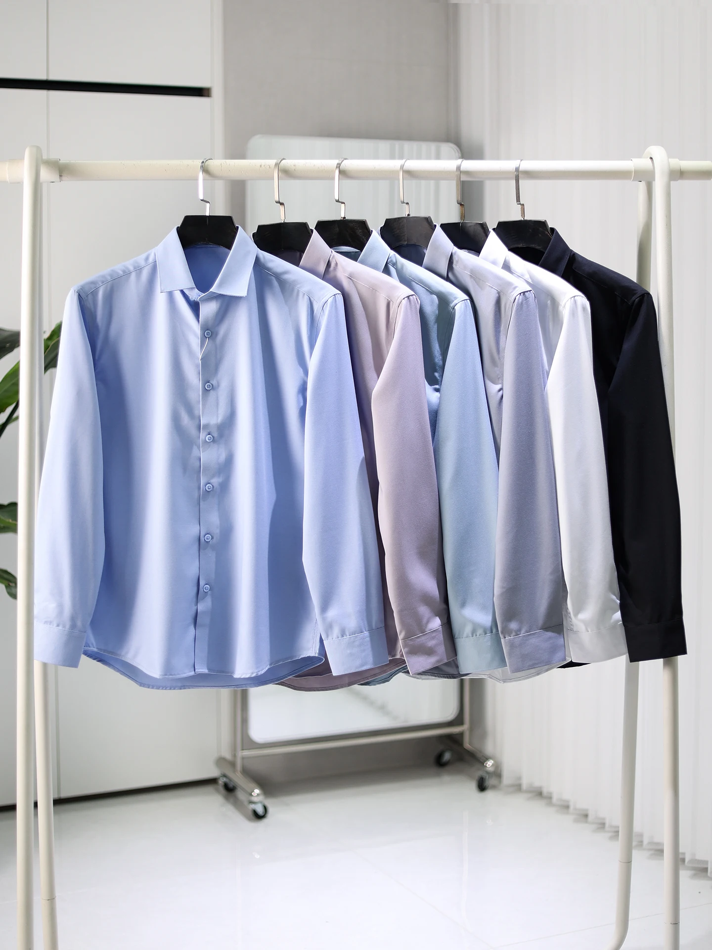 

Soft Skin-Friendly Silk Modal Blend Long Sve Men's Busin irt Premium Quali Comfortable Breathable Anti-Wrinkle