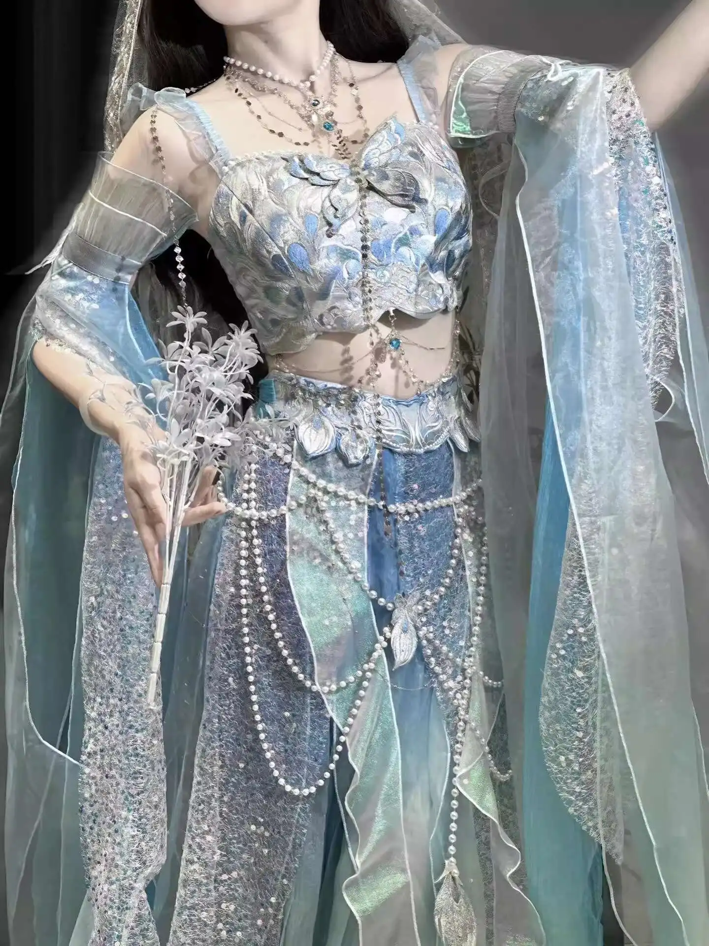 

2026 Exotic Style Mermaid Princess Gradient Printing And Dyeing Embroidery Fairy Hanfu New Fiesta Carnival Halloween Cos Cosplay