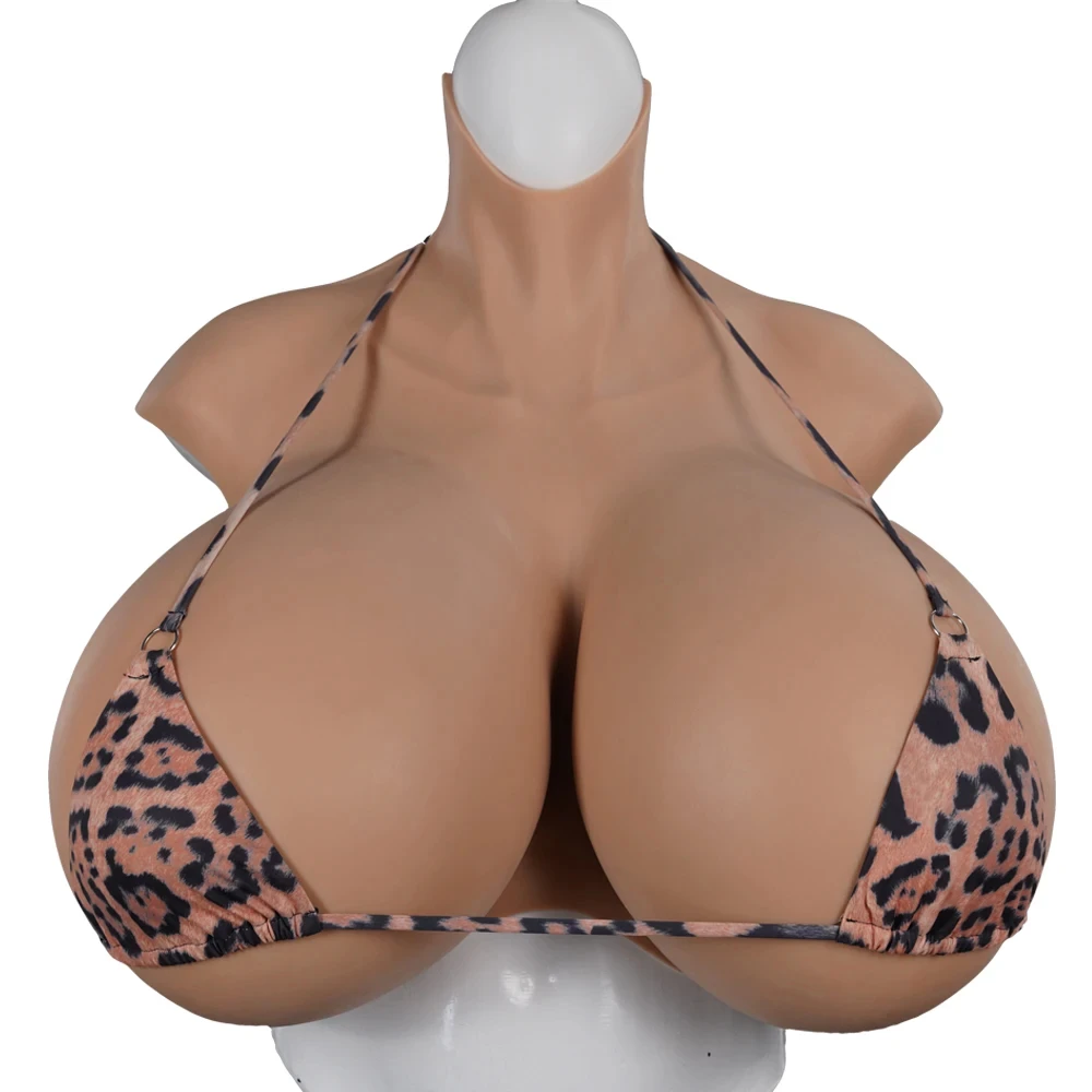 High Neck Big Boob Transvestite Male To Female Silicone Fake Breasts Realistic Texture Z Cup Sexy Crossdressing Party Dressing