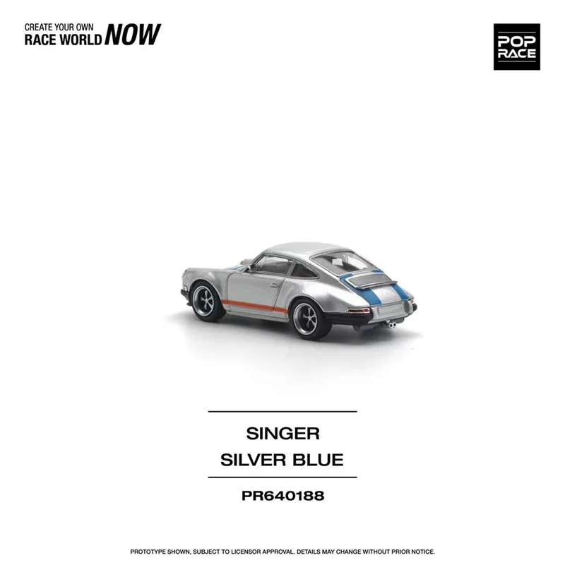 Modellino Auto da Collezione SINGER in Scala 1:64, Argento/Blu, in Metallo Pressofuso