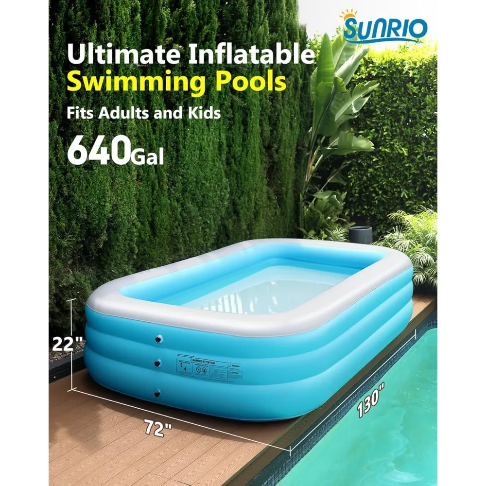 Inflatable Pool for Kids and Adults Full-Sized Inflatable Swimming Pool Leakproof Blow Up Above Ground for Summer Water Party