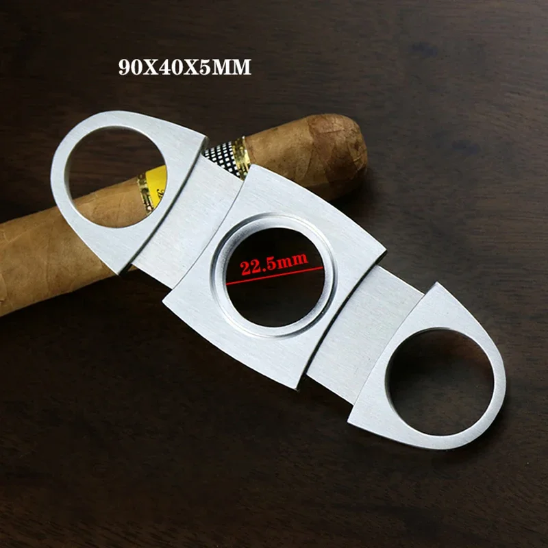 Cuban Cigar Guillotine Double Blades Cigar Punch Cutter Stainless Steel Pocket Gadgets Zigarre Cigarette Cigar Accessories