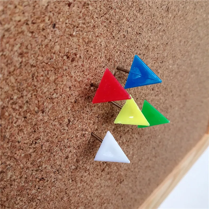 50pcs Plastic Push Pins for Cork Board Decorative Map Marker Thumb Tack Triangle Drawing Pin Creative Office Stationery