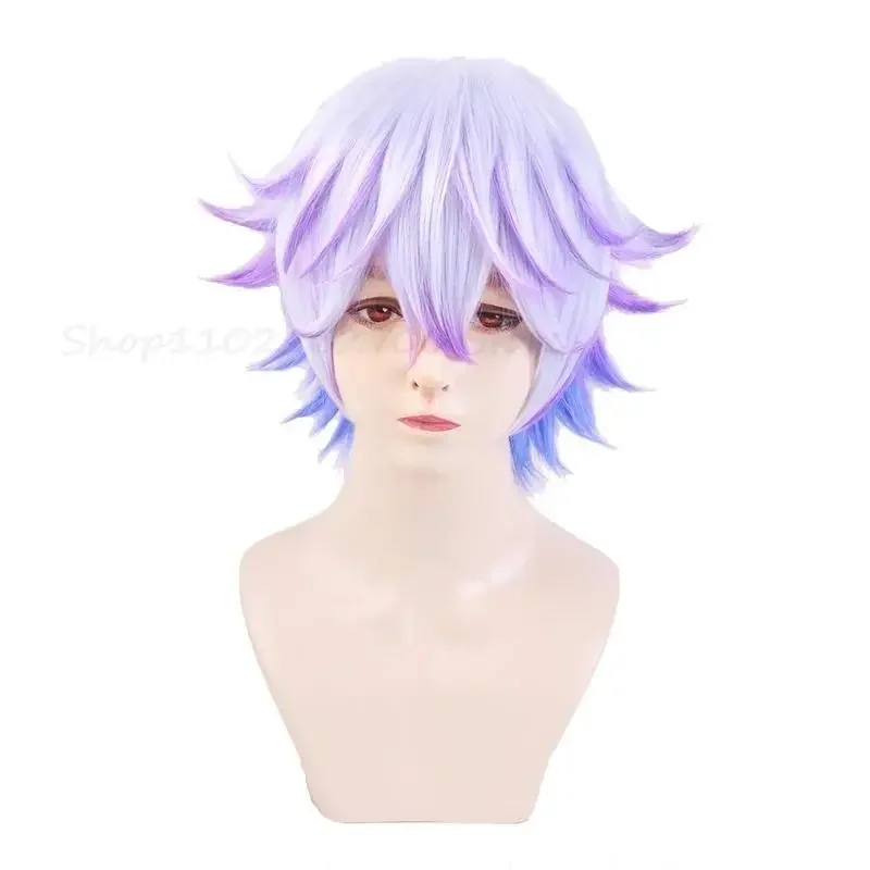 Paradox Live Cozmez Yatonokami Nayuta Wig Yatonokami Kanata Wig Short Hair Mixed Color Gradient Purple Cosplay Synthetic Hair