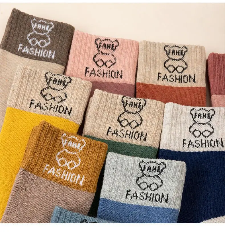 Wintersocken für Jungen und Mädchen, dicke Thermo-warme Baumwollsocken, verdickte Babysocken, Socken mit flauschigem Bärenmuster, 5 Paar – Detail 4