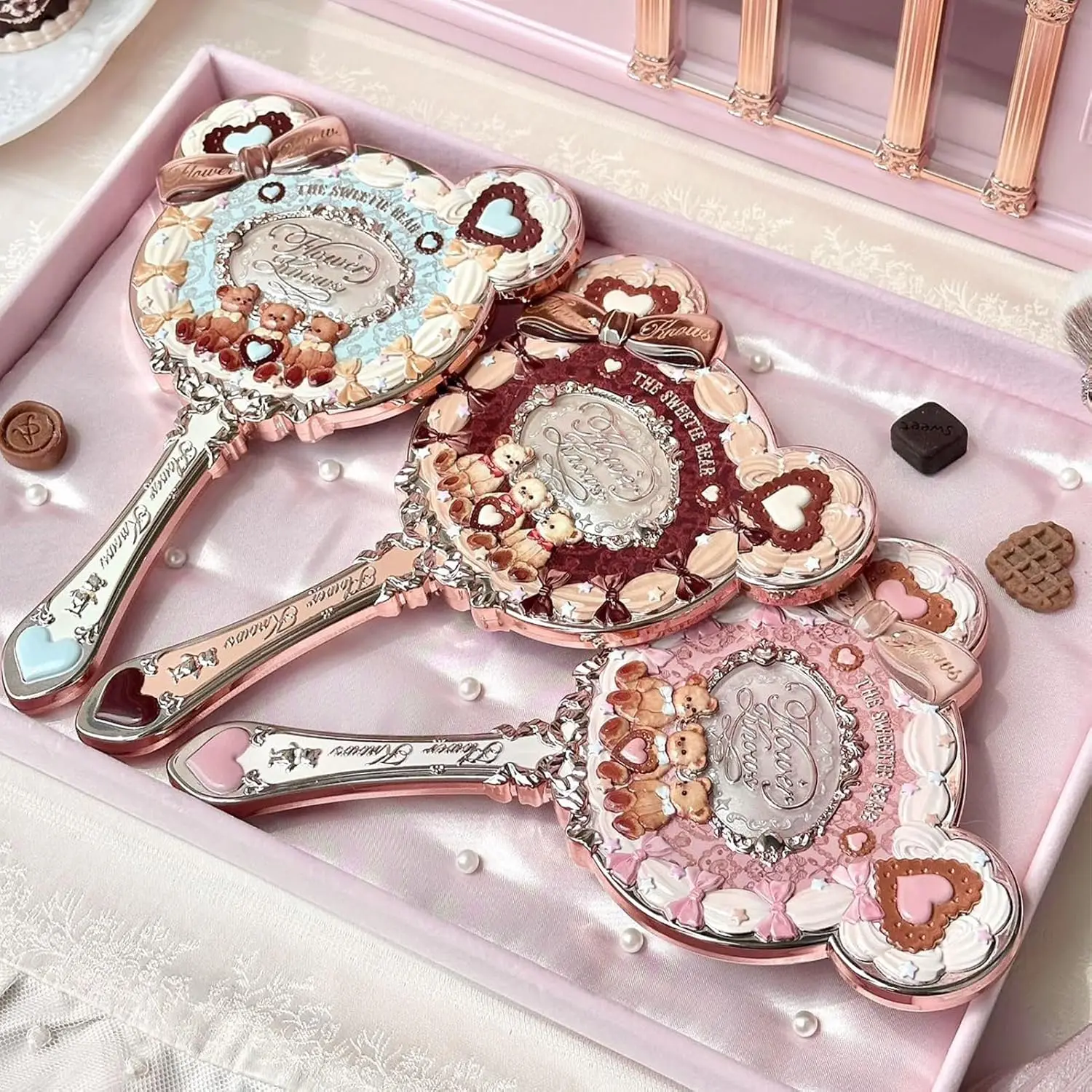 Mirror Moonlight Mermaid Collection Handheld Limited Edition Mirror White, Blue, Pink, and Chocolate Fairy Design