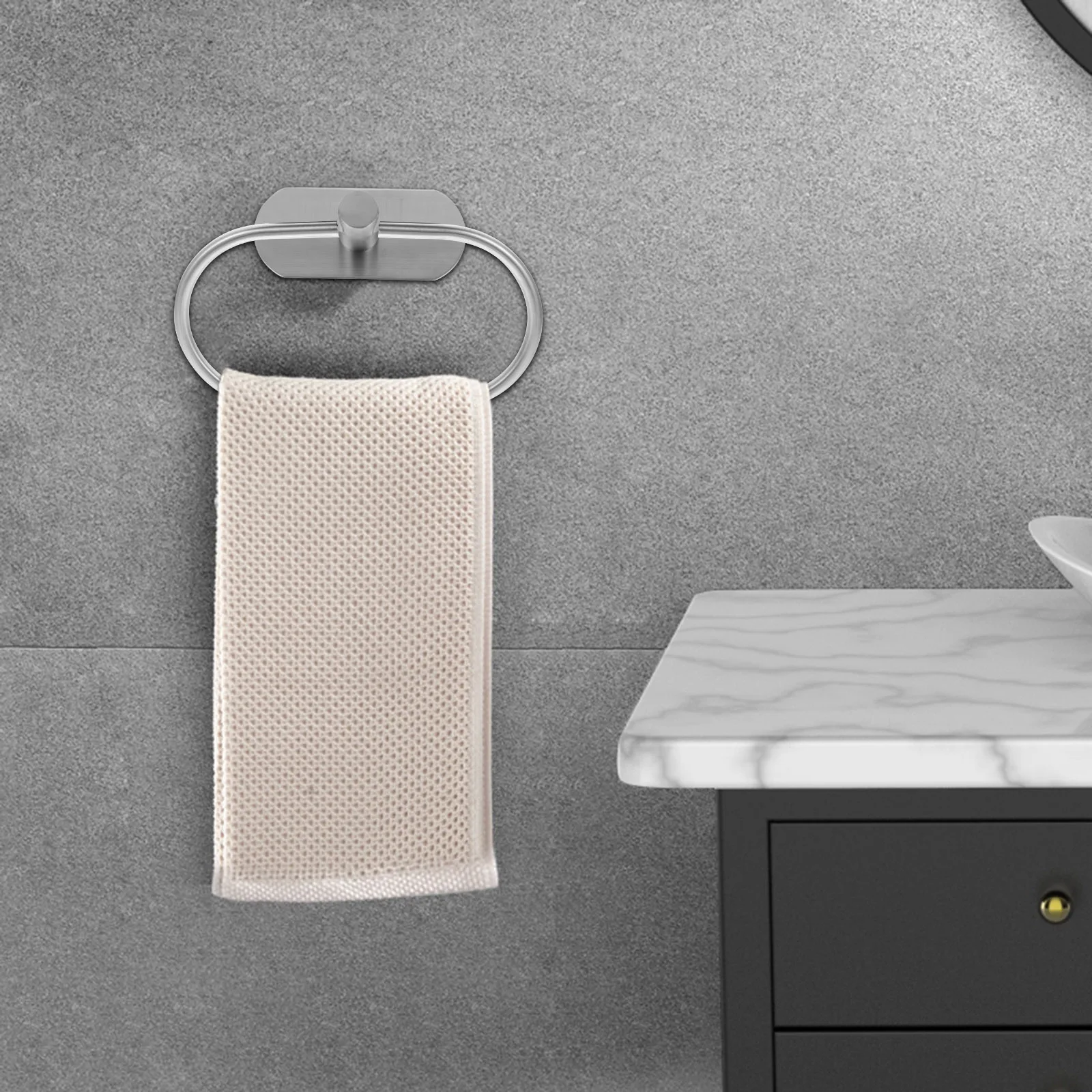 

Bathroom Towel Ring Stainless Steel Wall Mount Oval Towel Holder Rust Resistant Durable Space Saving Bathroom Accessories