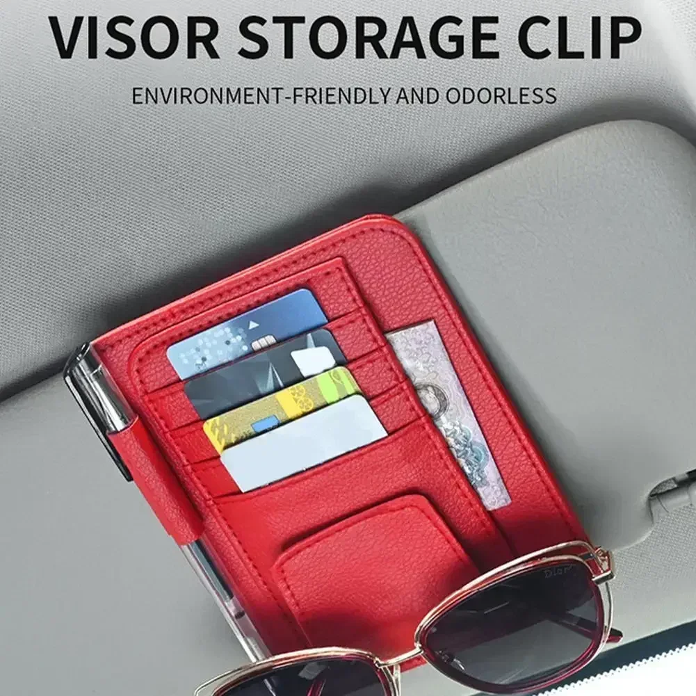Car Document Storage Pouch Pen Holde Accessories Car Sun Visor Organizer Multi-Pocket Auto Interior Accessories Pocket Organizer