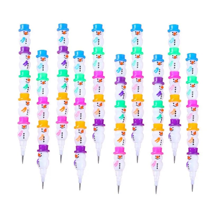 20Pcs Christmas Stackable Pencils Snowman Stacking Pencils (Assorted Color)