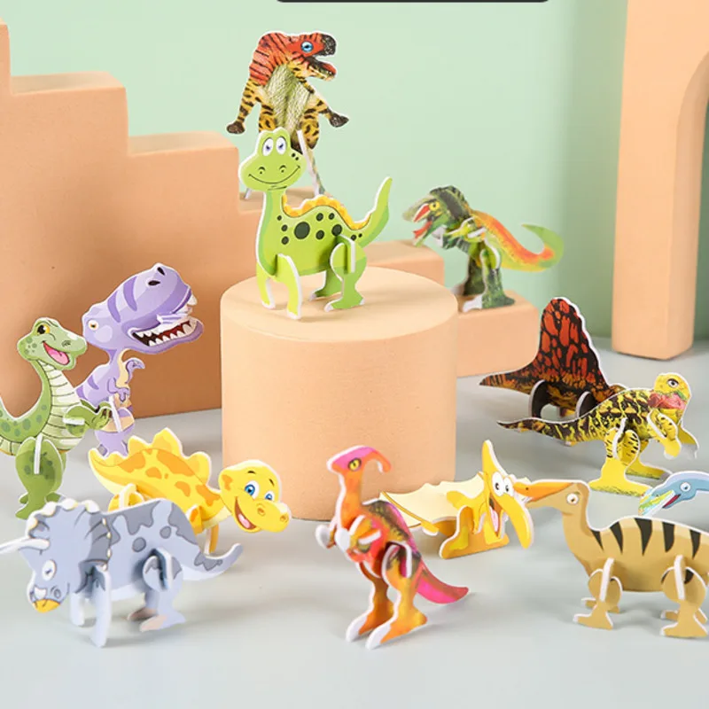 10PCS Animal 3D Puzzle Kids DIY Craft Origami Handmade Educational Toys Montessori Insect Dinosaur Math Learning Handcraft Gift