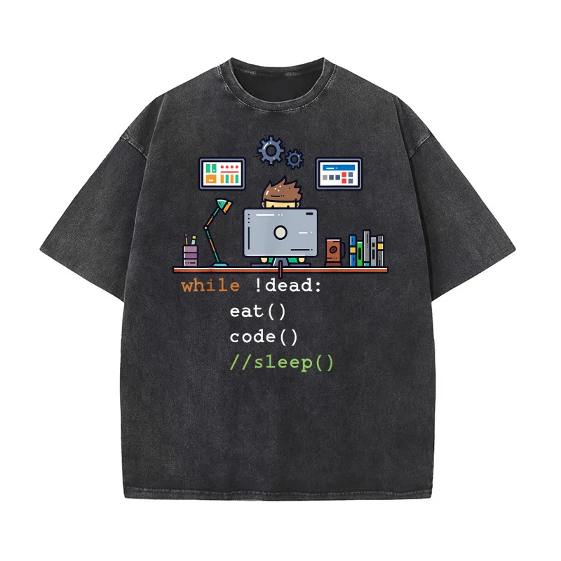 

Computer Science Python Programmer Eat Code Sleep T-Shirt Funny Men Tshirt Cotton Fabric High Quality Clothing Street Wear Tees