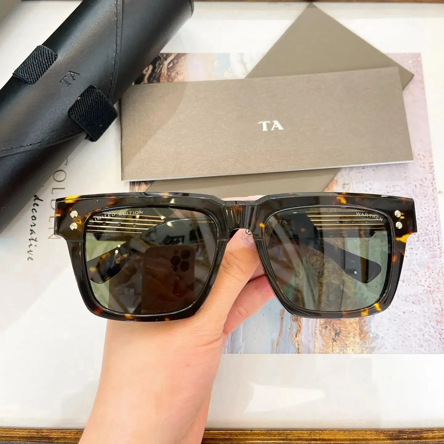 

New For DIYTA DT WARTHEN DTS434-A Green Lenses Casual Womens Sunglasses Trendy LIMITED EDITION UV400 Men's Sun Glasses With Box