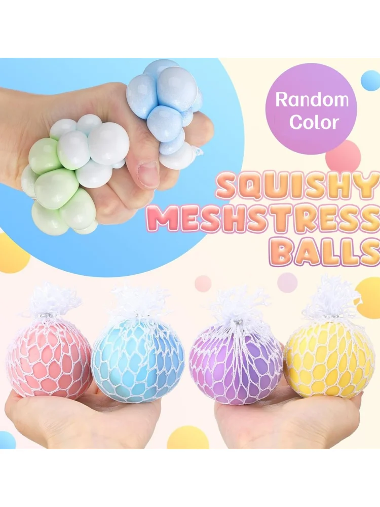 Balles à presser en maille colorée pour raisin, balle Squishy arc-en-ciel, balle anti-Stress sensorielle, jouets Fidget pour soulager le Stress, cadeau d'anniversaire au bureau