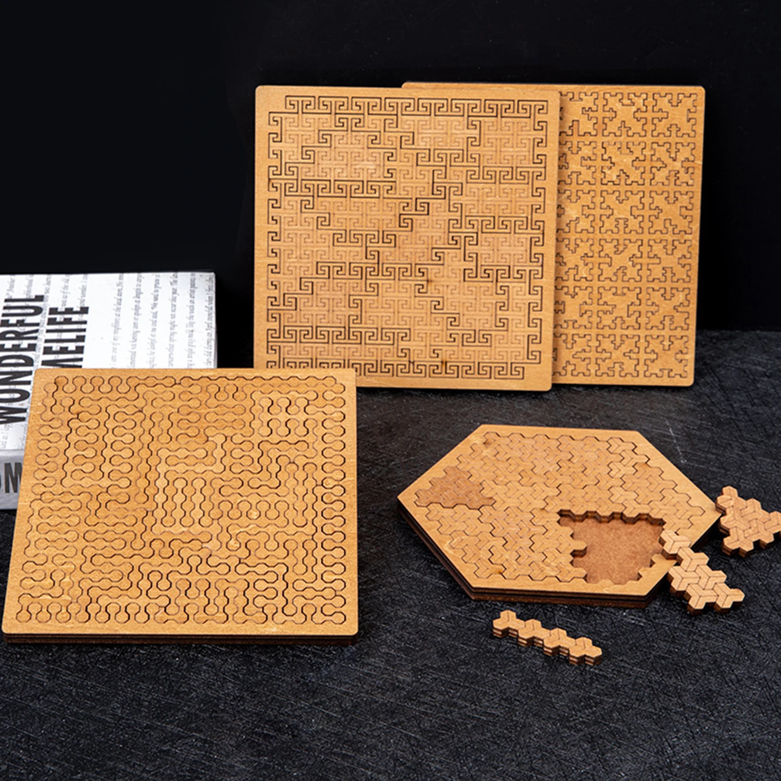 لغز صينية كسورية، لغز خشبي منحني للعقل، غير منتظم فريد ومبتكر #4