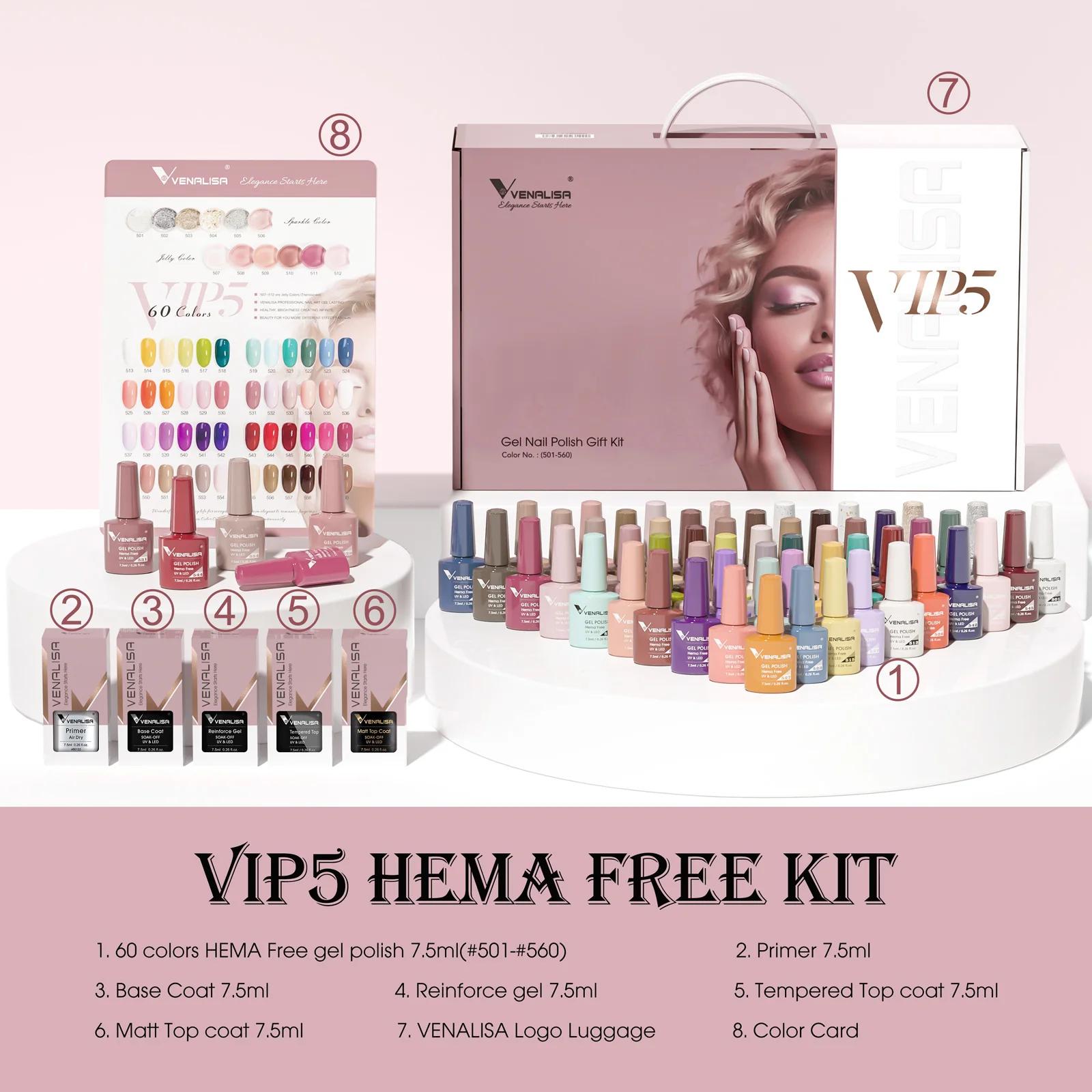 TPO/HEMA FREE VENALISA VIP Kit Nagelgelpoliermittel Markenkoffer Gel Kit Perfektes Pigment Professionelles Nail Art Langlebiges Gel – Detail 4