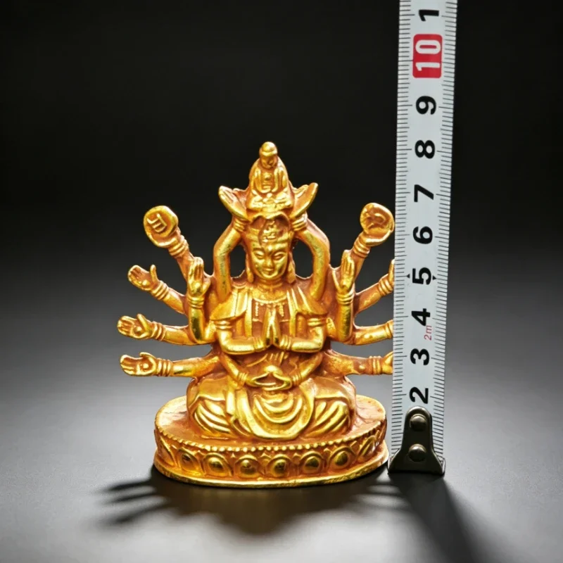 Tibetan Buddhism Thousand-Handed Guanyin Buddha Statue Religion Collection Figurine Mini Buddha Shrine Desk Accessories