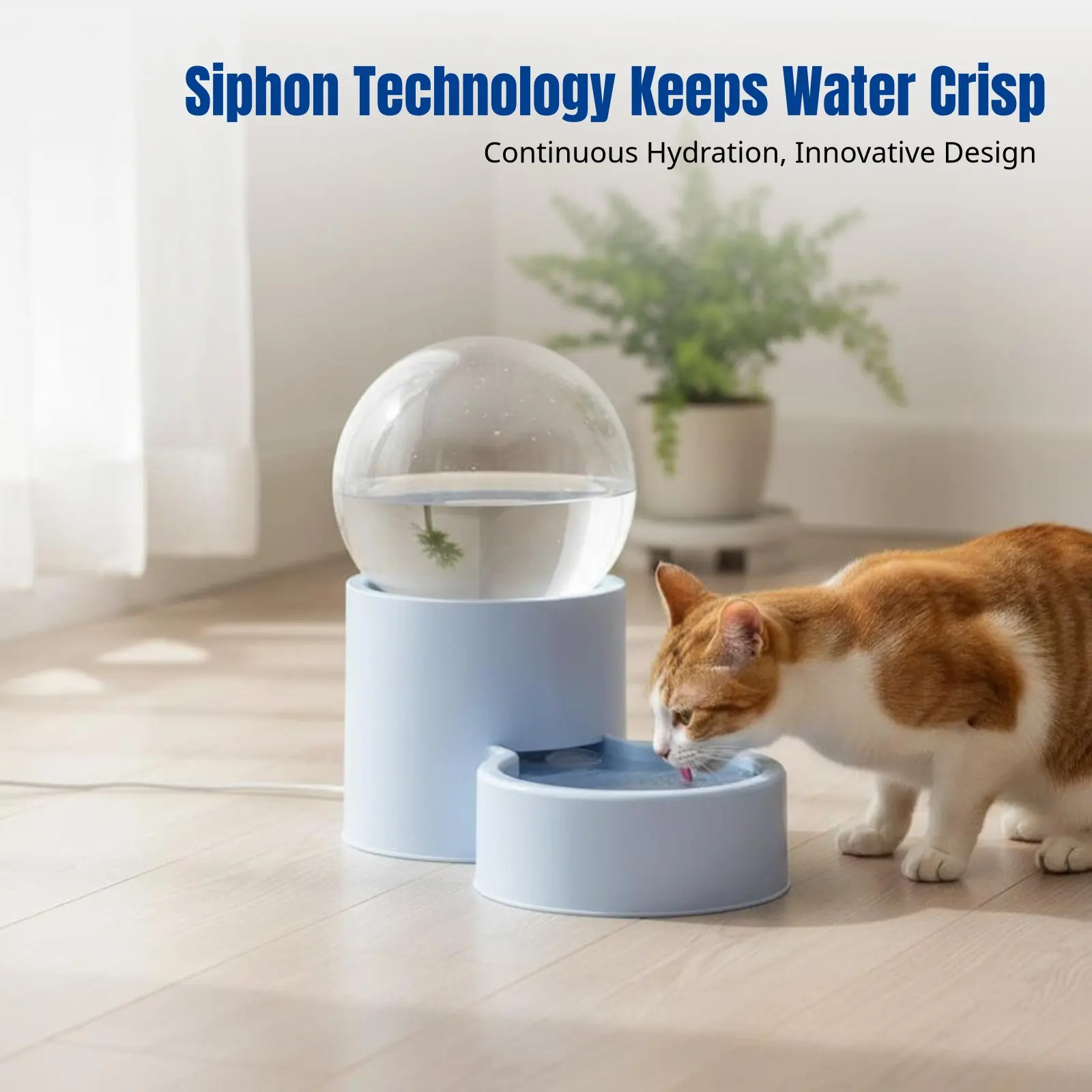 

Automatic Pet Feeder & Water Dispenser, Cat Dog Bowl, Siphon Food Storage, Easy to Clean for Cats & Small Dogs