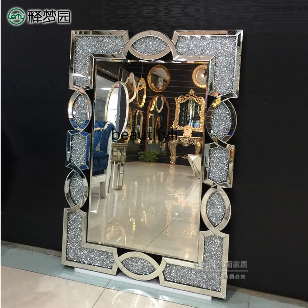 

A50 European and American entrance decorative mirror square modern light luxury,bathroom wall-mounted mirror bedroom dressing mi