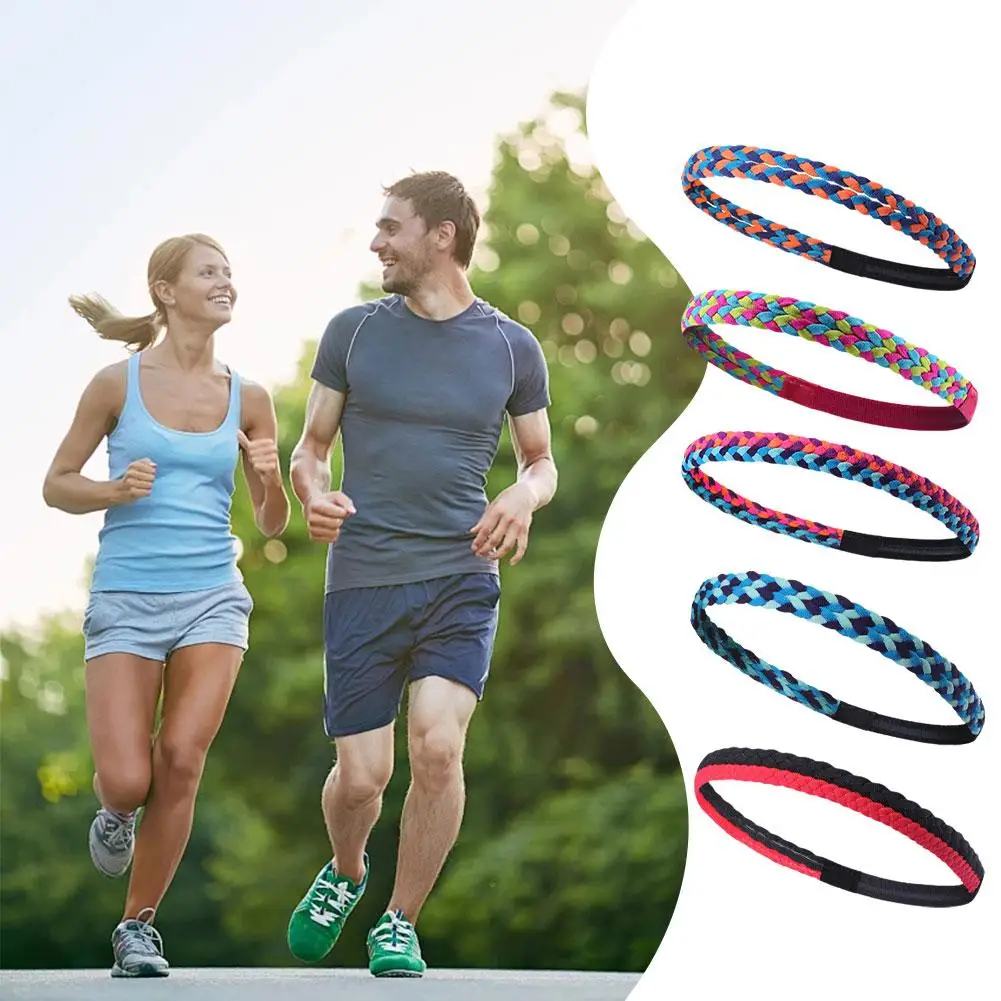 Simple Elastic Headbands Braid Sports Headband Non-Slip Silicone Running Guide Yoga Fitness Hair Accessories Strip Sweat O4A2