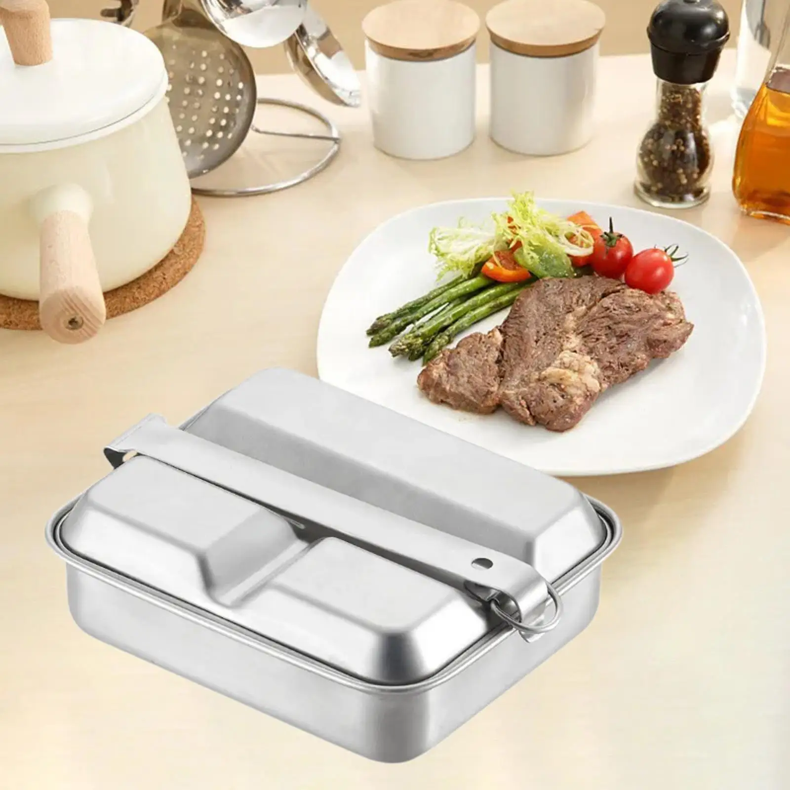 

Bento Box Многофункциональная коробка Bento из нержавеющей стали для пеших прогулок в открытом воздухе