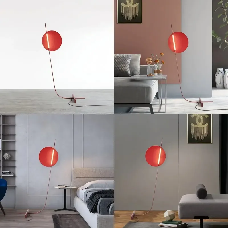 Nordic Red LED Floor Lamp Modern Simple Creative Standing Light for Bedroom Bedside Home Room Decoration Lighting Fixtures