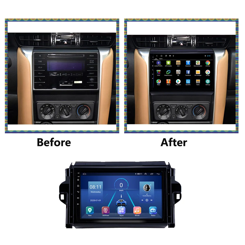 2 Din Andriod 13 Car Radio For Toyota Fortuner 2015 2016 2017 2018 Navigation GPS DVD Stereo Head Unit 9