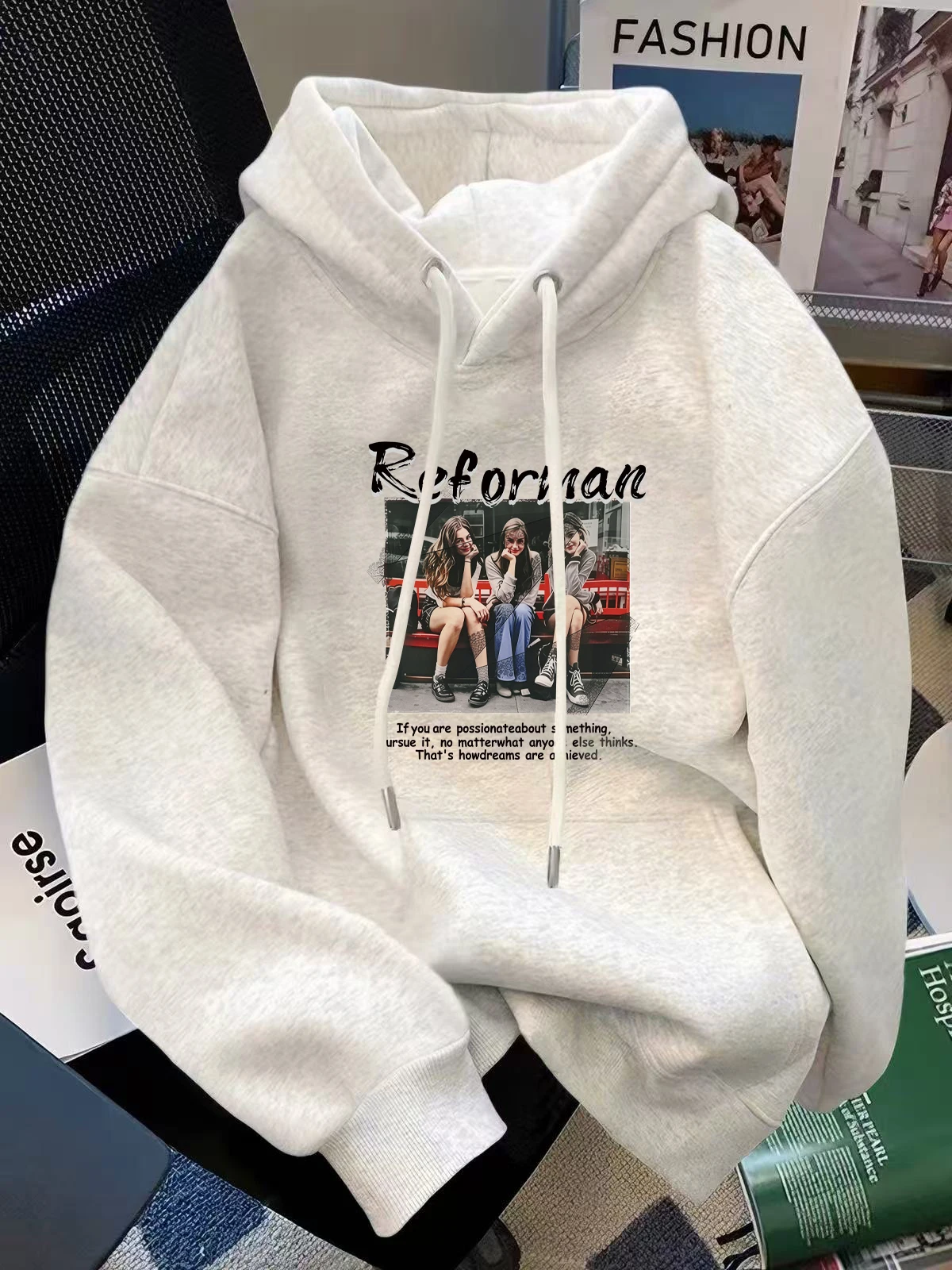 Women's Loose Fit Hoodie Sweatshirt Thin Fleece Lined Thickened Cotton Pullover Coat Inner Wear Spring Autumn Winter New Arrival