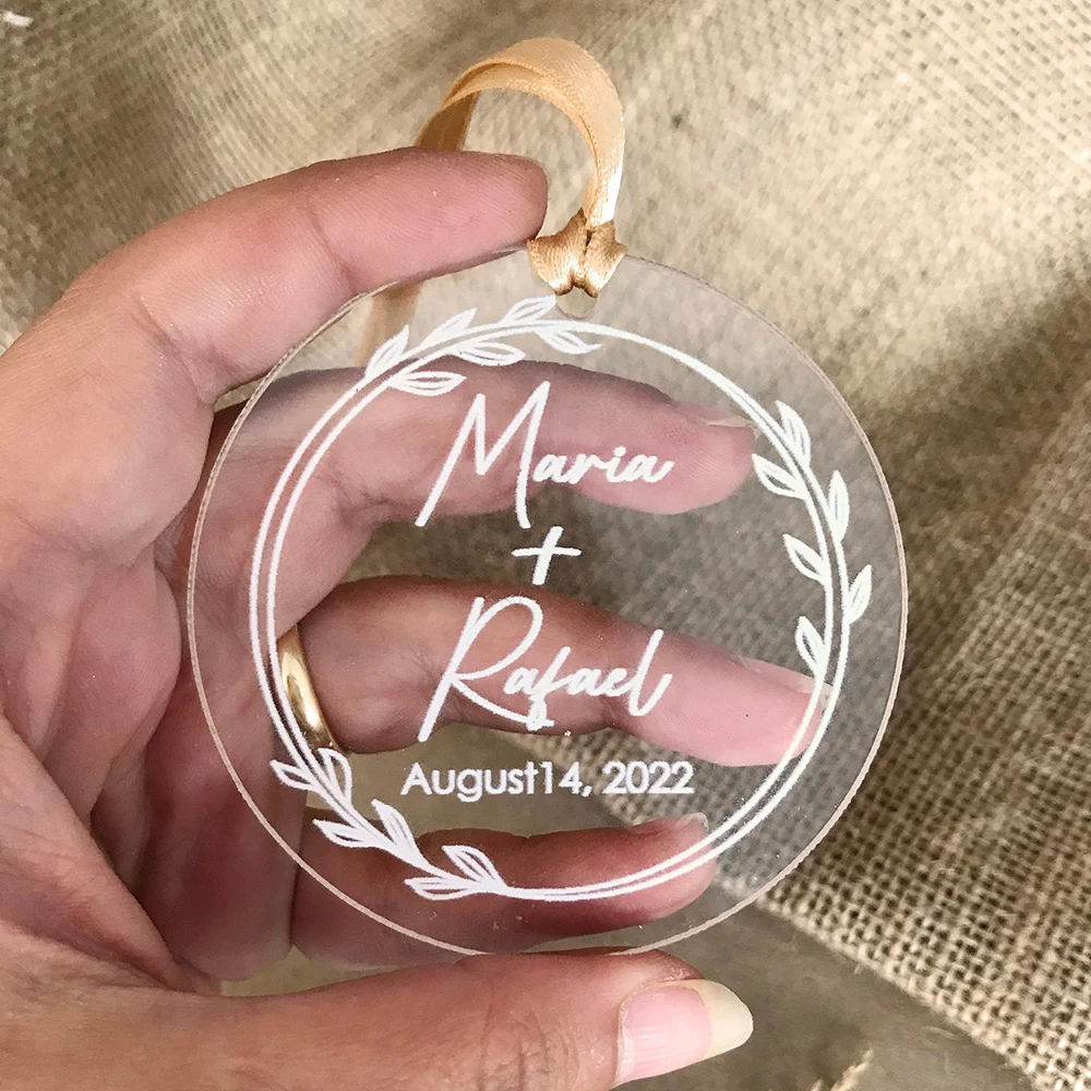 Personalized Wedding Mr & Mrs  Married Ornament with Name and Date Custom Acrylic Party Baby\'s Christmas Ornament Charm Gifts