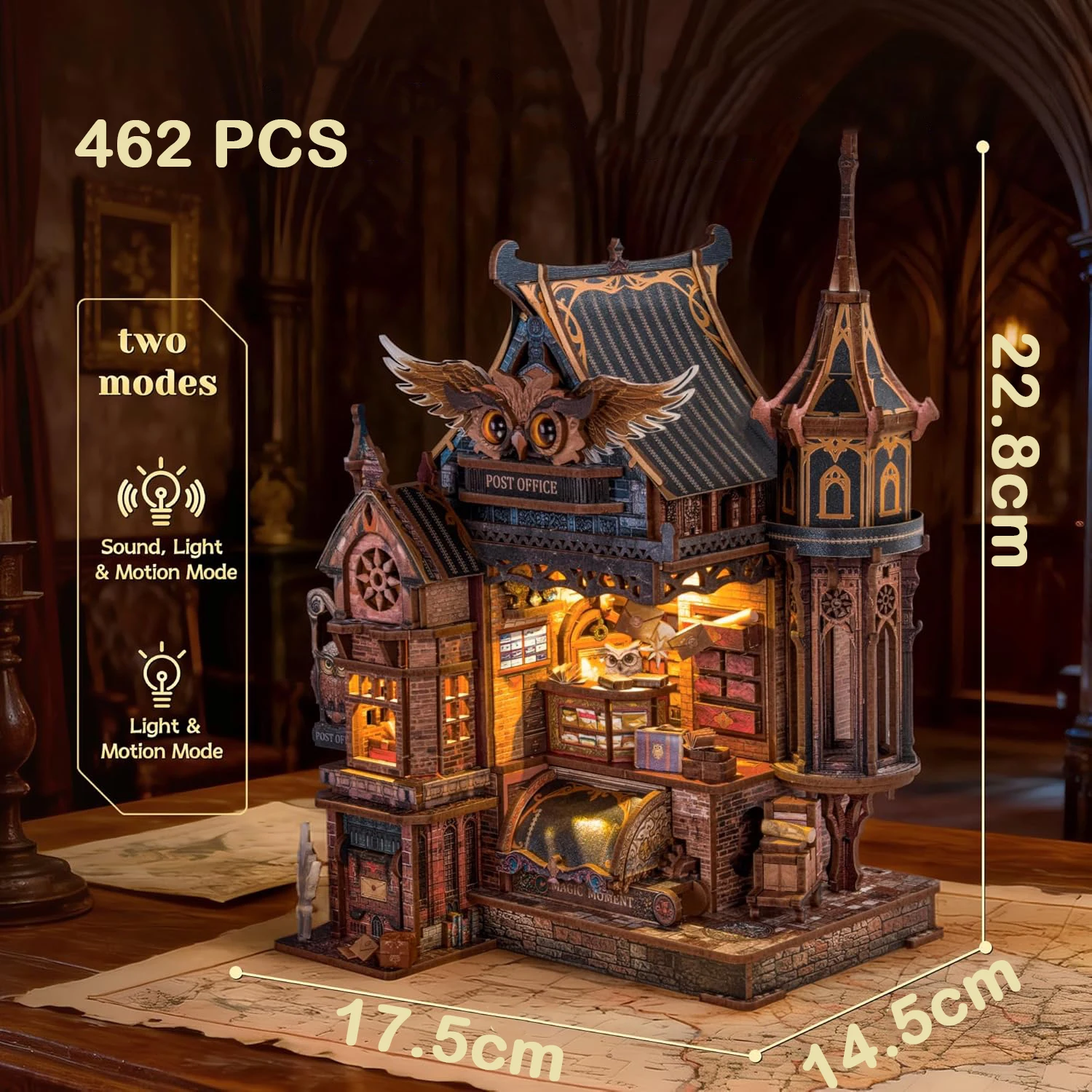 جديد لتقوم بها بنفسك خشبية مصغرة أطقم منمذجة البومة مكتب آخر كازا ثلاثية الأبعاد لغز بيوت الدمى مع أضواء الأثاث لهدايا عيد ميلاد الأصدقاء #6