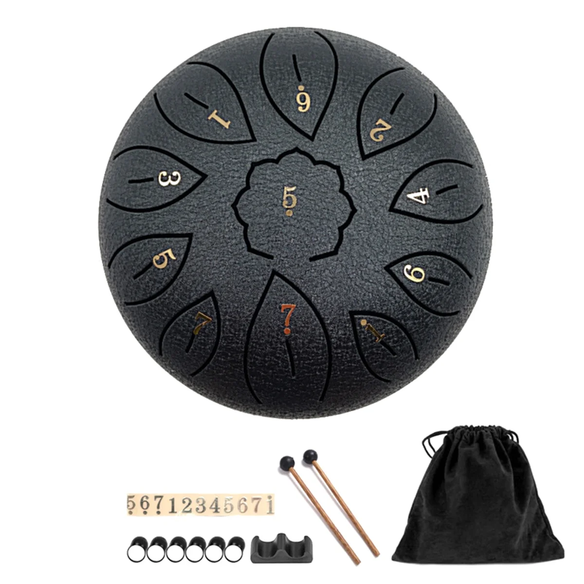 

OURC-Steel Tongue Drum 11 Notes 6 Inches Chakra Tank Drum Steel Black