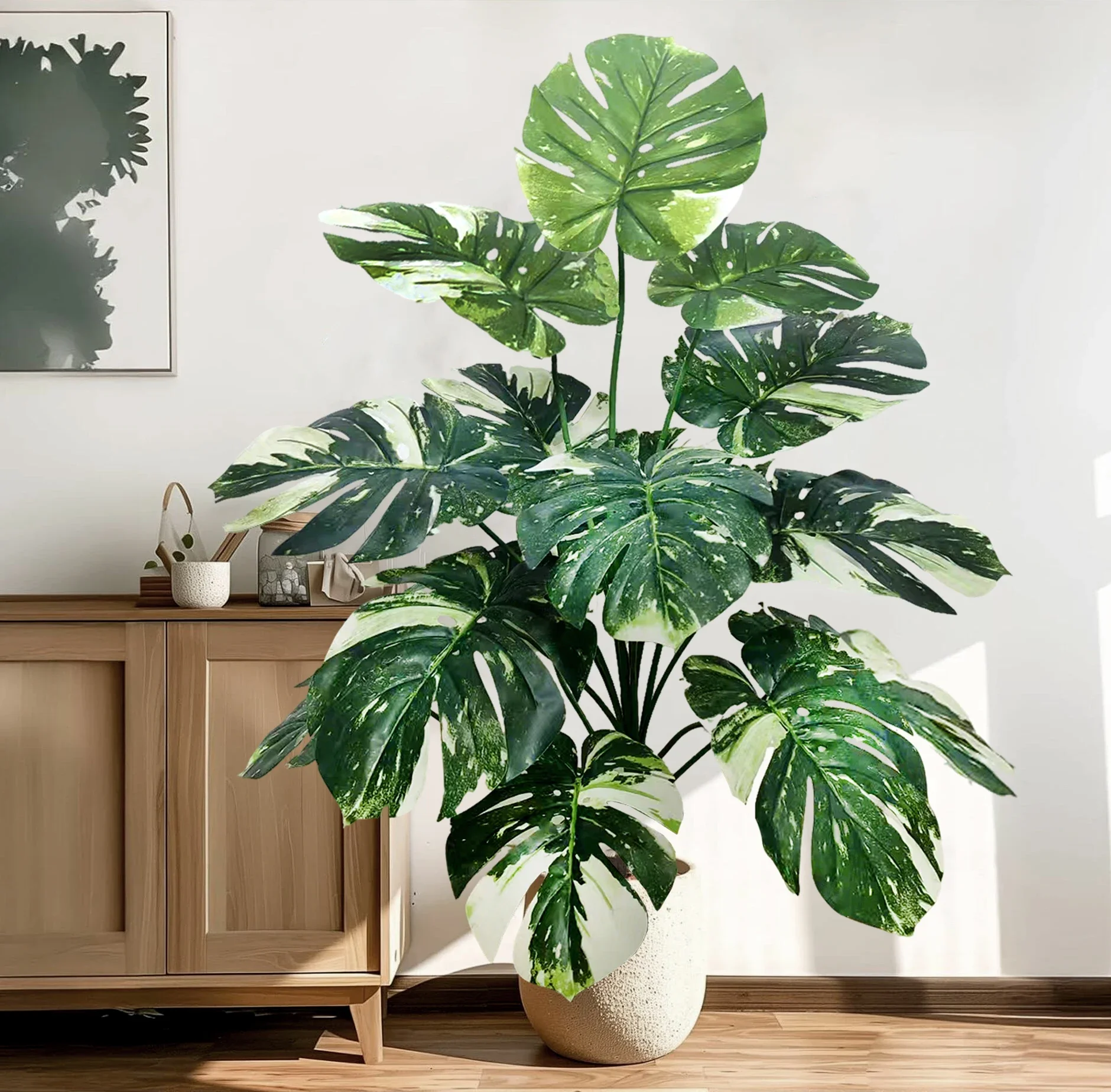 Hochwertige 76/86CM Künstliche Monstera-Pflanze, Falsche Palme, Plastik-Schildkrötenblatt, Grüne Pflanze für Heim, Garten, Zimmer und Bürodekoration – Detail 12