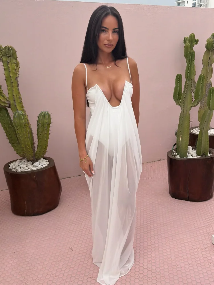 Robe Chic et Élégante, Design Vintage, Douce et Sexy, en Chiffon Transparent, Robe de Soirée pour Femmes, Idéale pour les Fêtes et les Vacances d'Été