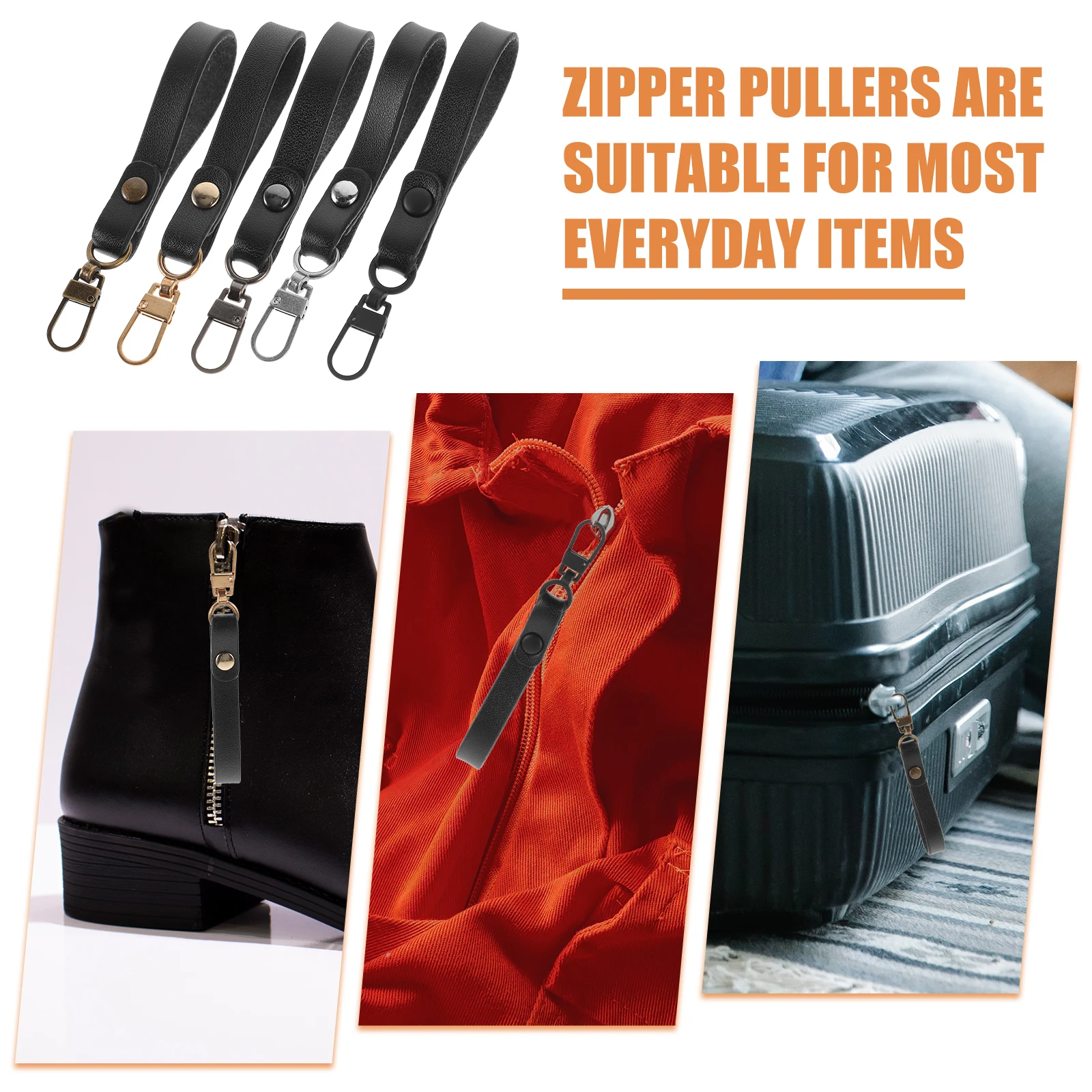 

5Pcs Wear-Resistant Zipper Puller Tabs for Clothing Luggage Multi-Function Repair Kit Zipper Pull Replacement Repair Puller