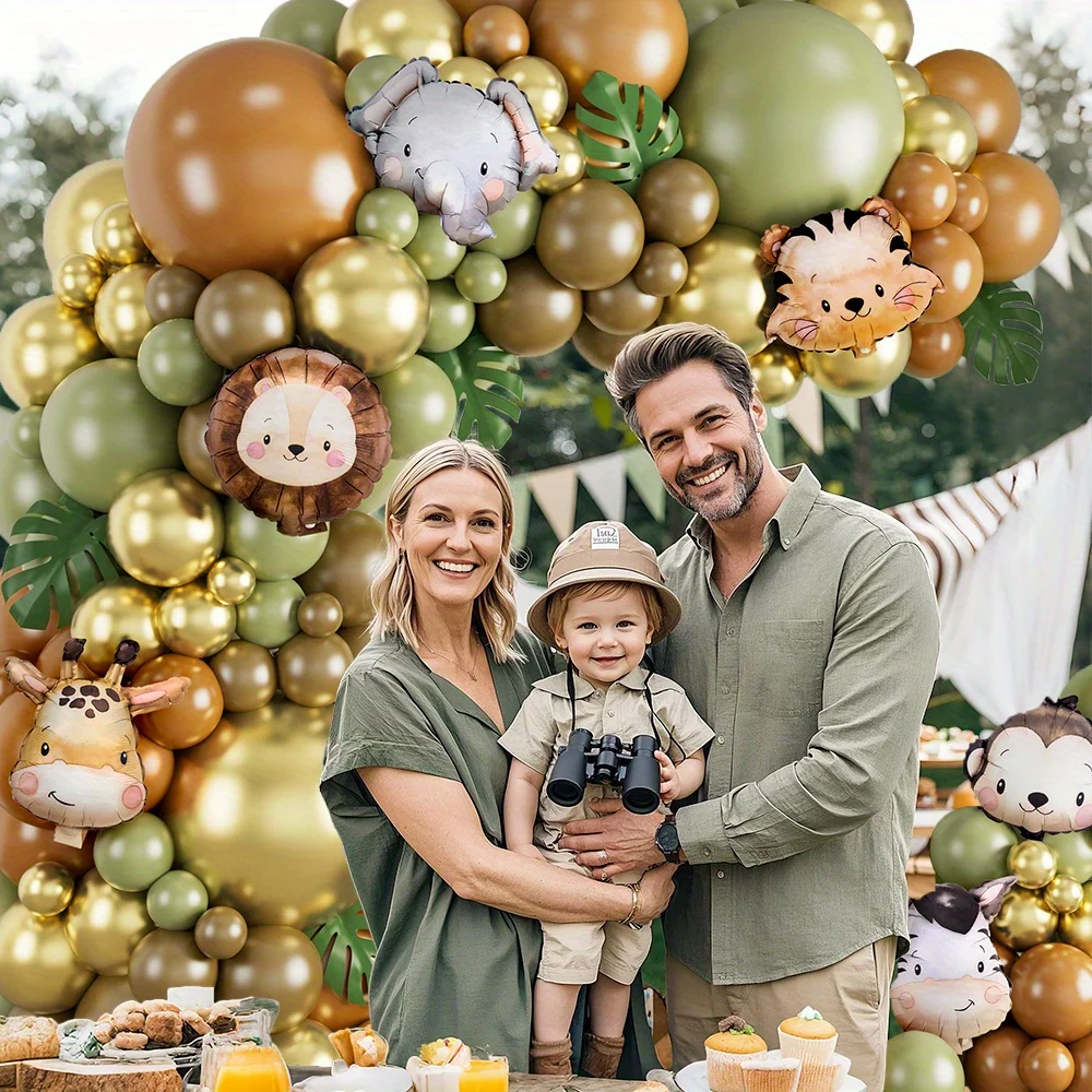 127 قطعة من بالونات رأس الحيوانات الكرتونية القرد الأسد النمر زيبرا الزرافة لتزيين حفلات أعياد الميلاد هدية تزيين حفلات الغابة