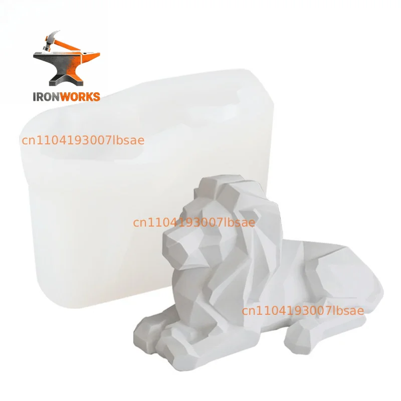 Three-dimensional geometry little lion mold silicone ice block resin gypsum aromatherapy candle diffuser stone cement European