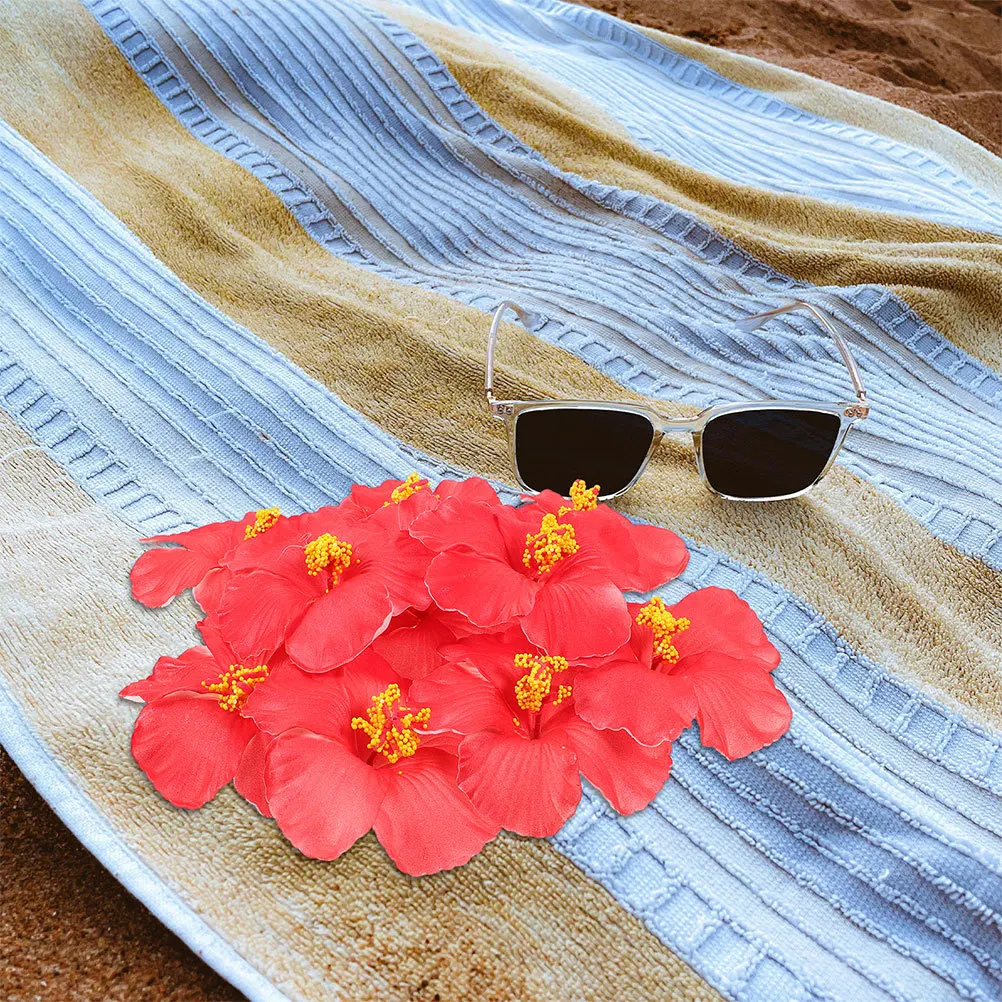 

20Pcs Artificial Hibiscus Flowers Realistic Faux Summer Tropical Flowers Hawaiian Party Decorations Hibiscus Floral