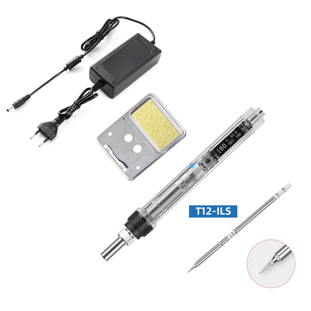 Digital OLED T12 Mini Soldering Iron Set DC 12-24V 72W Adjustable Temperature Portable Electric Welding Solder Tip Station Tools