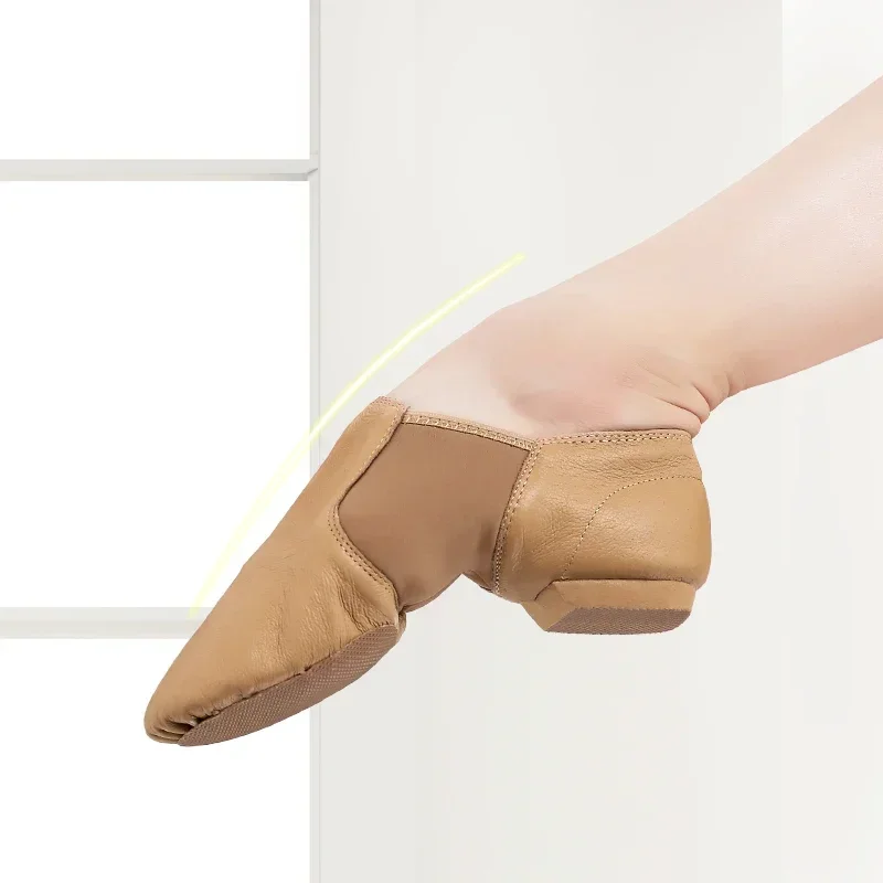 Women Genuine Leather Jazz Shoes Soft Dancing Sneakers Gymnastics Antiskid Sole Dance Shoes Unisex Slip On Jazz