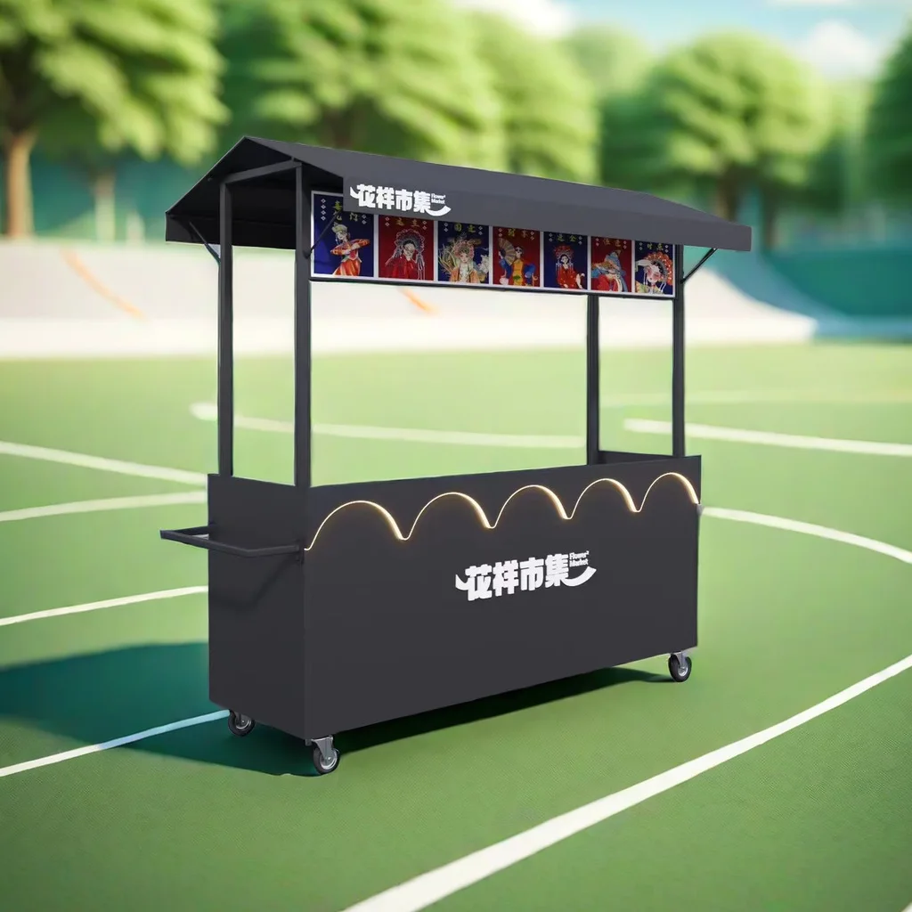 

Wrought iron European float stall trolley market Night market Internet celebrity stall Outdoor trolley Mobile snacks