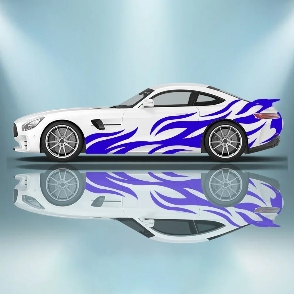 

Blue Flame Car Stickers Full Body Decal Decoration, Scratch Protection Car Sticker Waterproof Car Vinyl Wraps Auto Accessories