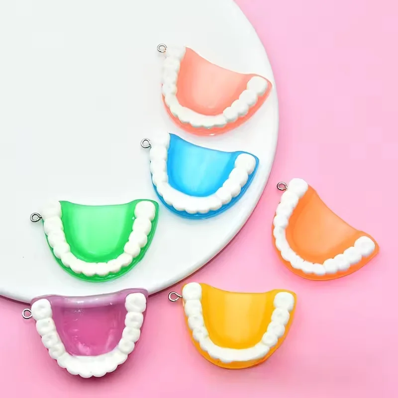 1/6pcs 31*46mm Resin Teeth Charm False Tooth Drop Charms Fit Keychain Necklace Earrings DIY Jewelry Making Accessories
