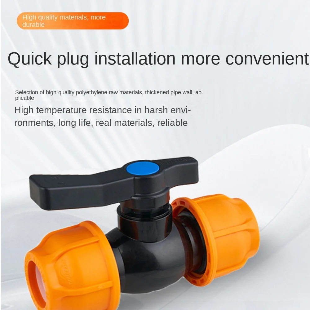 Plastic PE Pipe Fittings Live Joint Garden Irrigation Connector 25-63mm Quick Connect Valve Switch