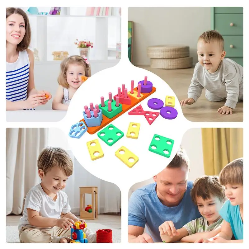 Sorting Stacking Toys Shape Sorter And Stacker Silicone Toy Stacking & Matching Shape Stacker STEM Preschool Learning Toys For