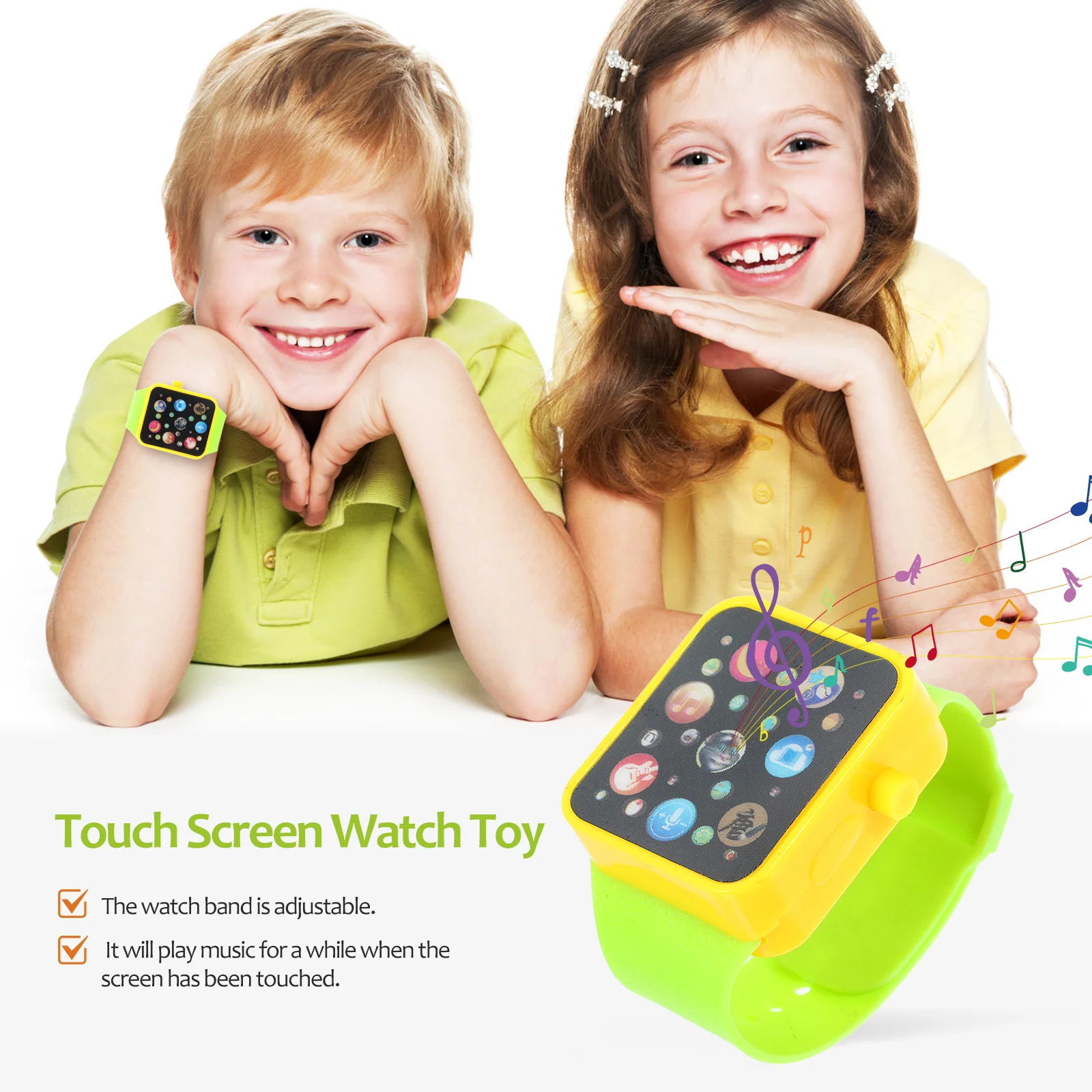 Montre-bracelet pour enfants, jouet d'apprentissage, multifonction, écran tactile, vert