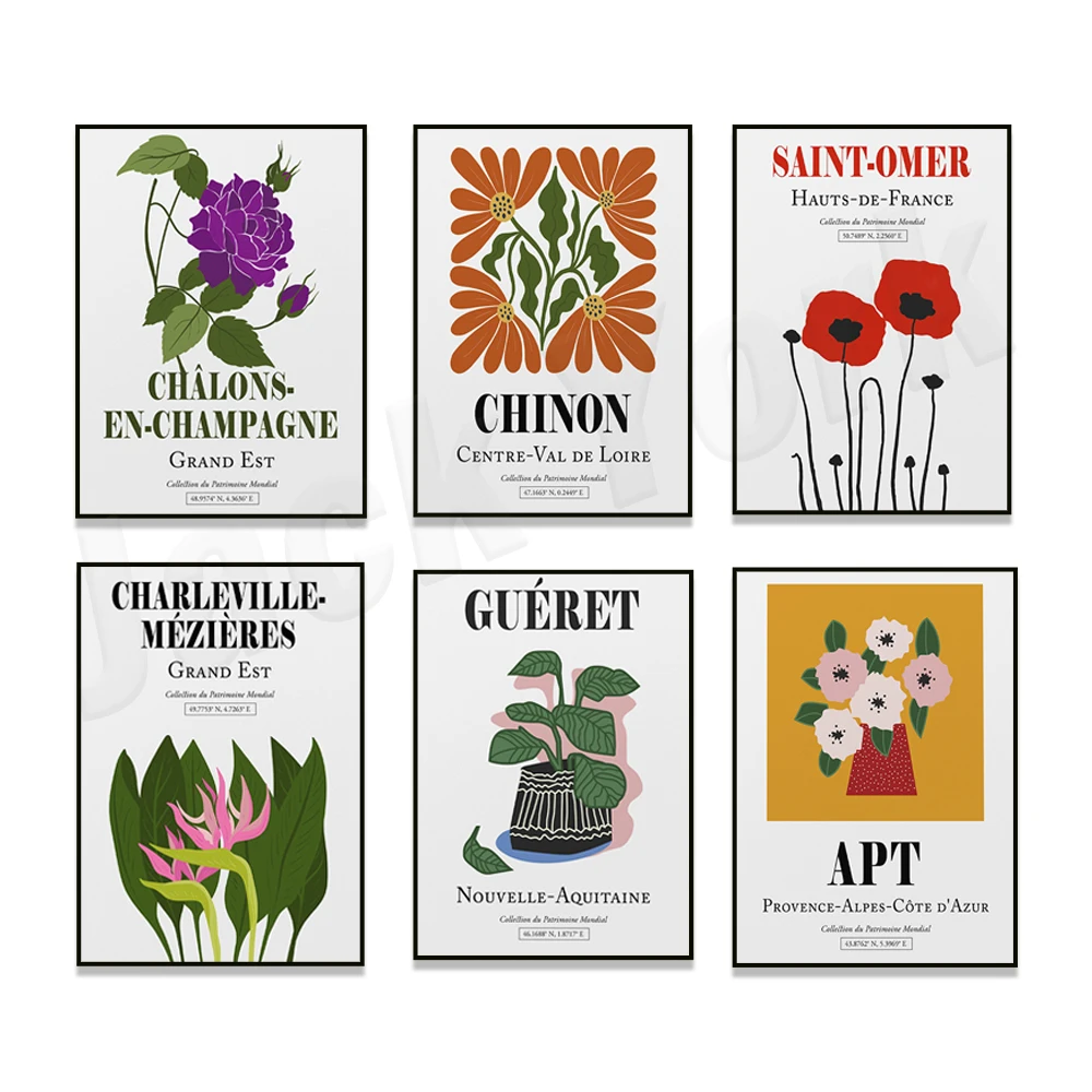 Vitray Brittany، Tarascon de Provence، Chalon، Grand Champagne، فرنسا الشرقية، Vitray Le Franco Grande، ملصق الأزهار الفرنسية