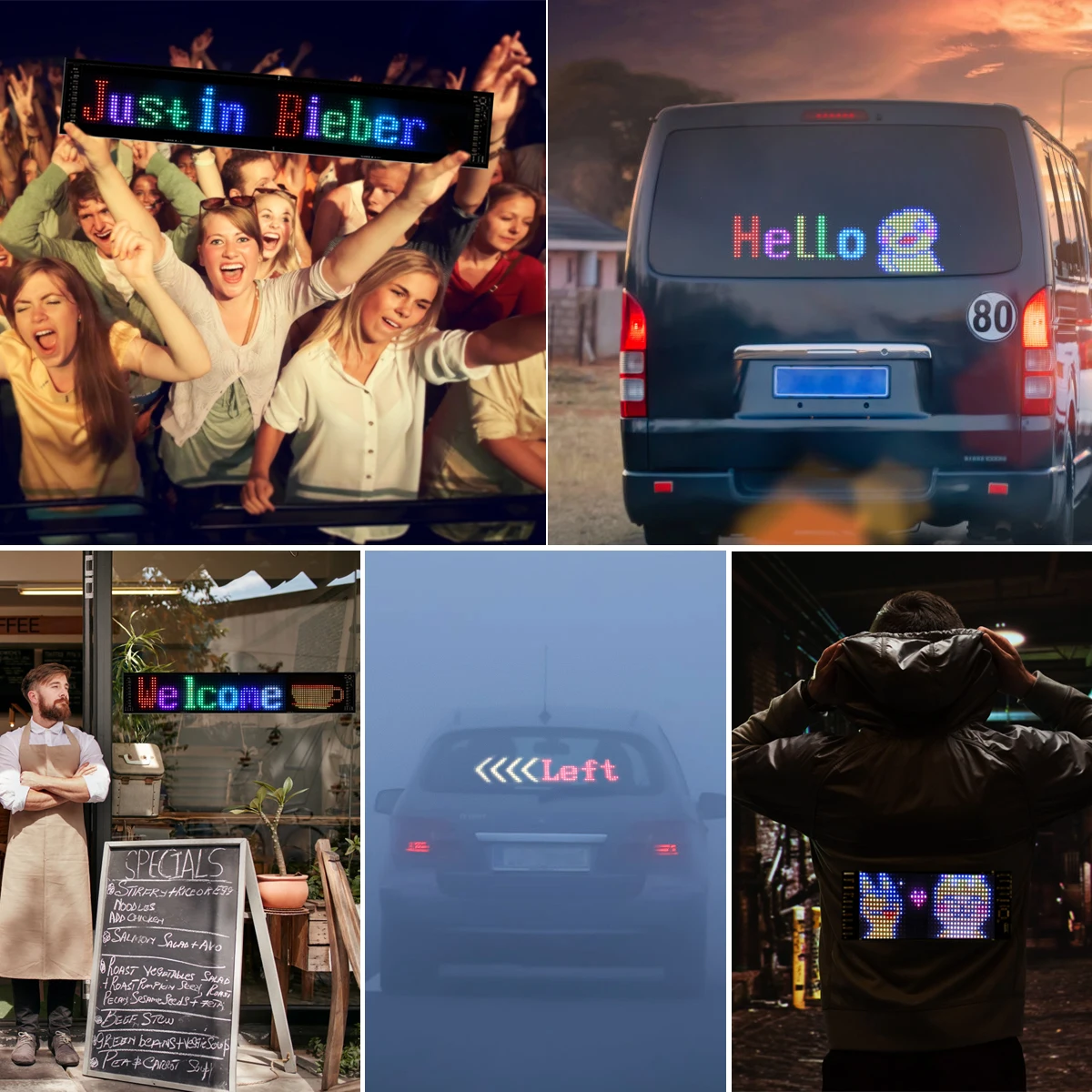 Pannello Led pieghevole a scorrimento pubblicità RGB Graffiti Text Pattern Bluetooth App LED Screen Sign Shop Car Rear Window Display